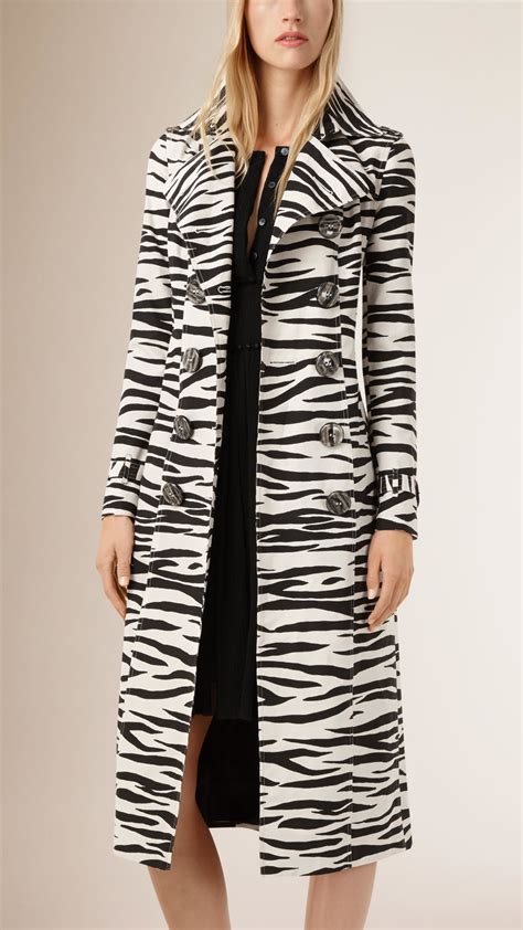 Zebra Print Trench Coat .